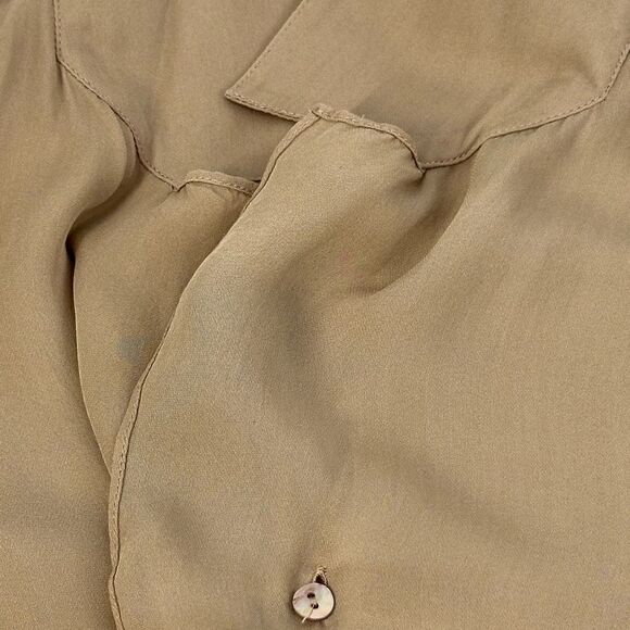 L’AGENCE Neutal Tan Chantarelle Silk Chiffon Longsleeve Faux Wrap Blouse Sz XS - Picture 8 of 10